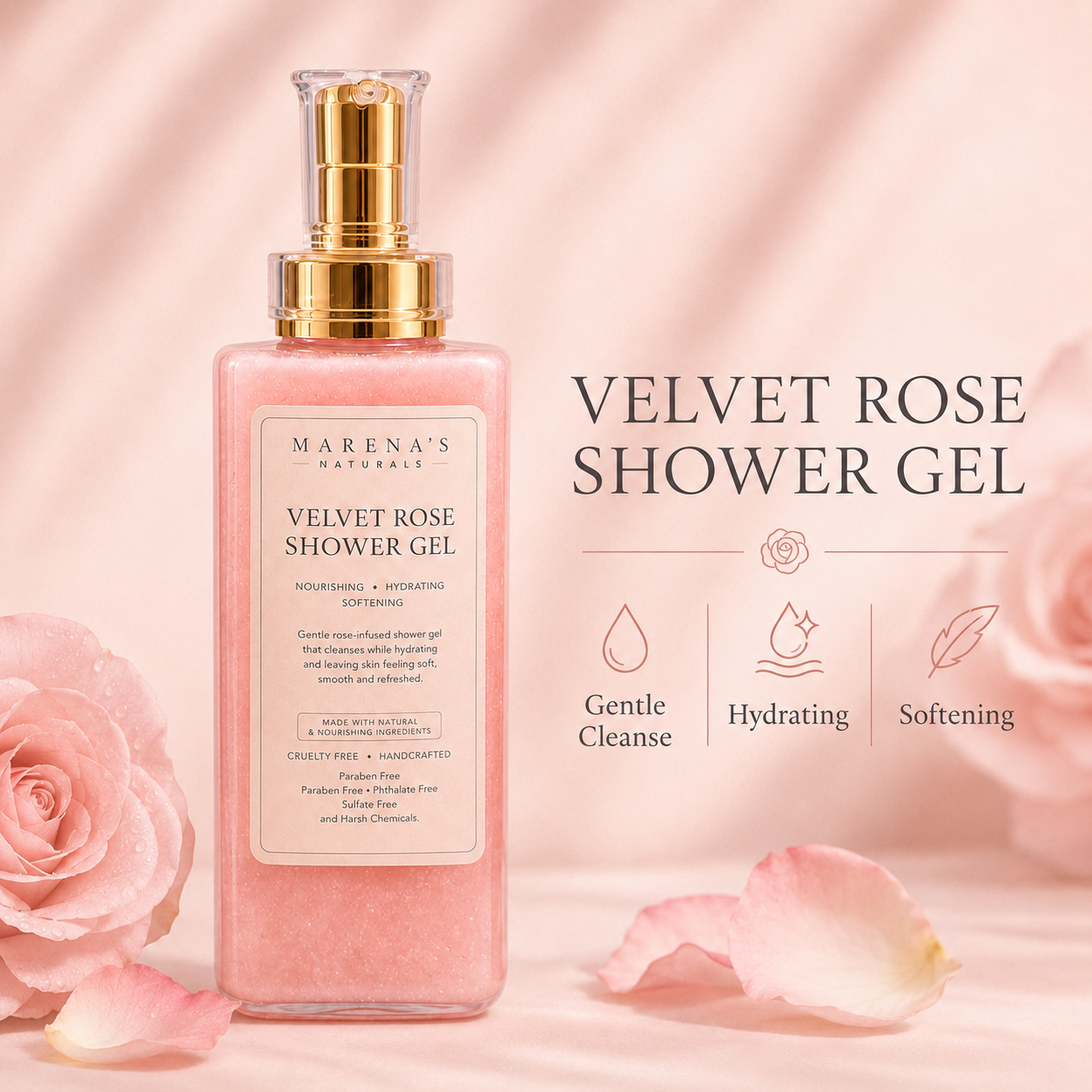 Velvet Rose Shower Gel by Marena's Naturals