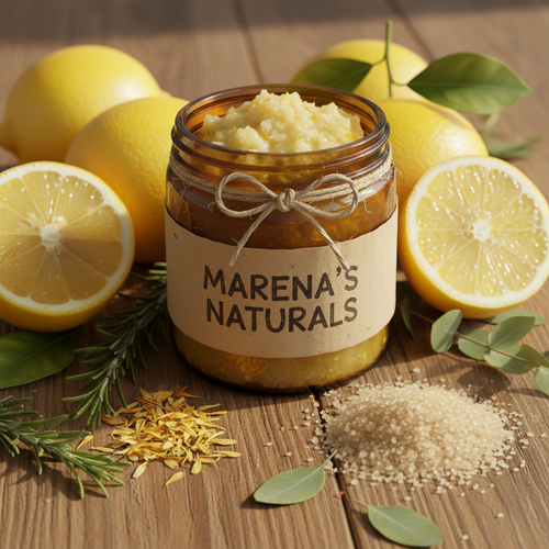 Bring your skin back to life with Lemon Glow Handmade Body Scrub, a refreshing sugar scrub designed to leave your skin feeling soft, smooth, and beautifully polished.
Made with lemon oil, sugar, and nourishing oils, this body scrub gently buffs away dull, dry skin while helping reveal a fresh, radiant-looking glow. Its bright citrus aroma gives your routine a clean, uplifting, spa-like feel.
Perfect for anyone who loves soft skin, natural ingredients, and a body care ritual that feels both fresh and luxurio